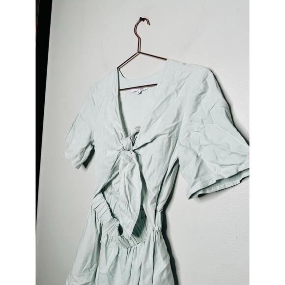 THAKOON x RTR Mint Tie Waist Linen Blend Plunge Neck Romper Size 2 - Picture 5 of 9